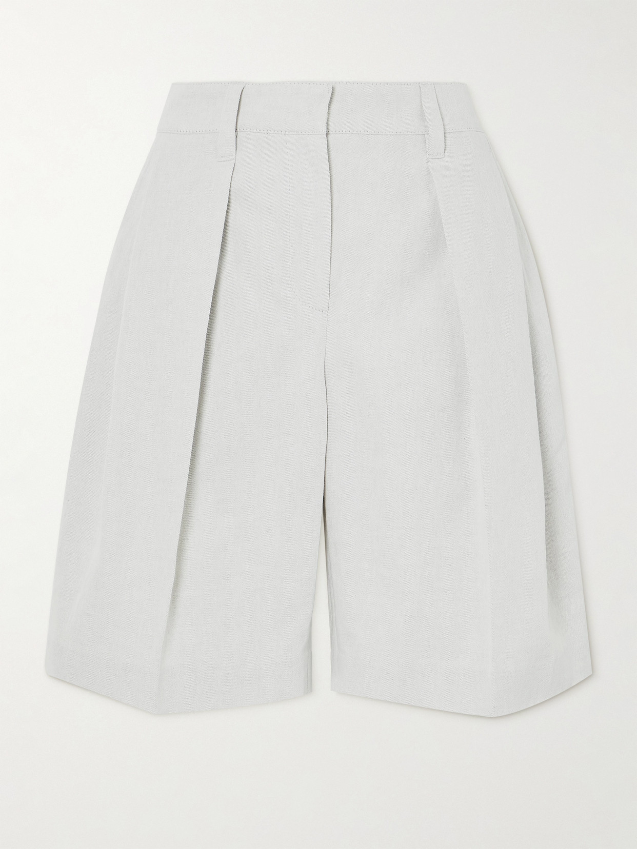 Brunello Cucinelli - Pleated Cotton And Linen-blend Twill Shorts - Off-white