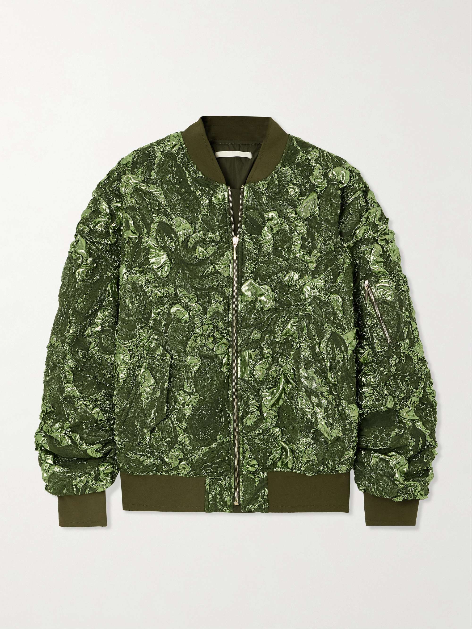 Jason Wu Collection Metallic woven bomber jacket Women Green Coats and Jackets XS