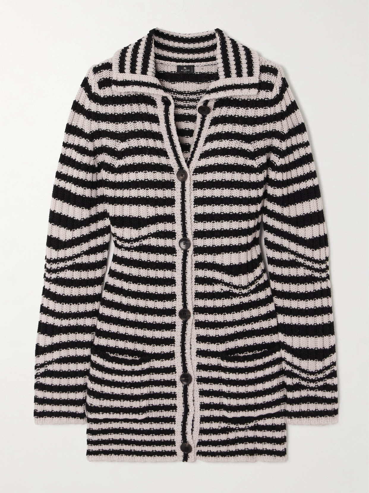 Etro - Striped Jacquard-knit Wool Cardigan - Black