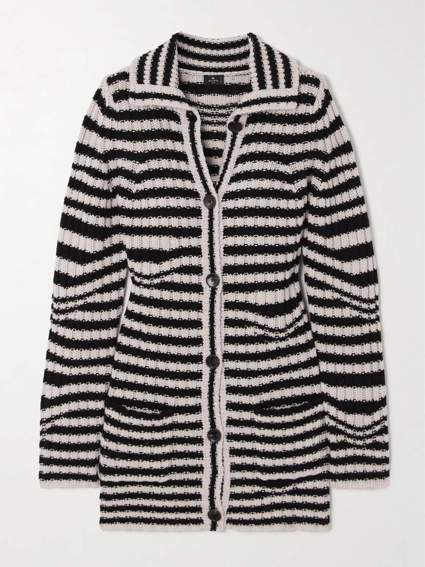 Etro Striped Jacquard-knit Wool Cardigan
