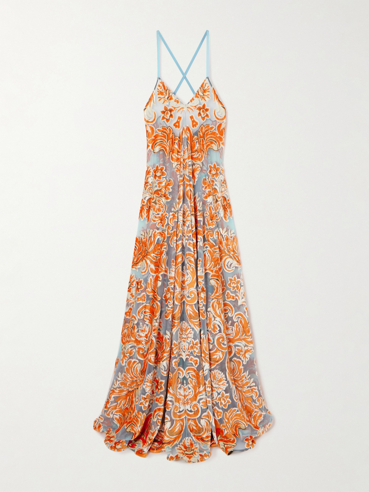 Etro Devoré Maxi Dress In Orange