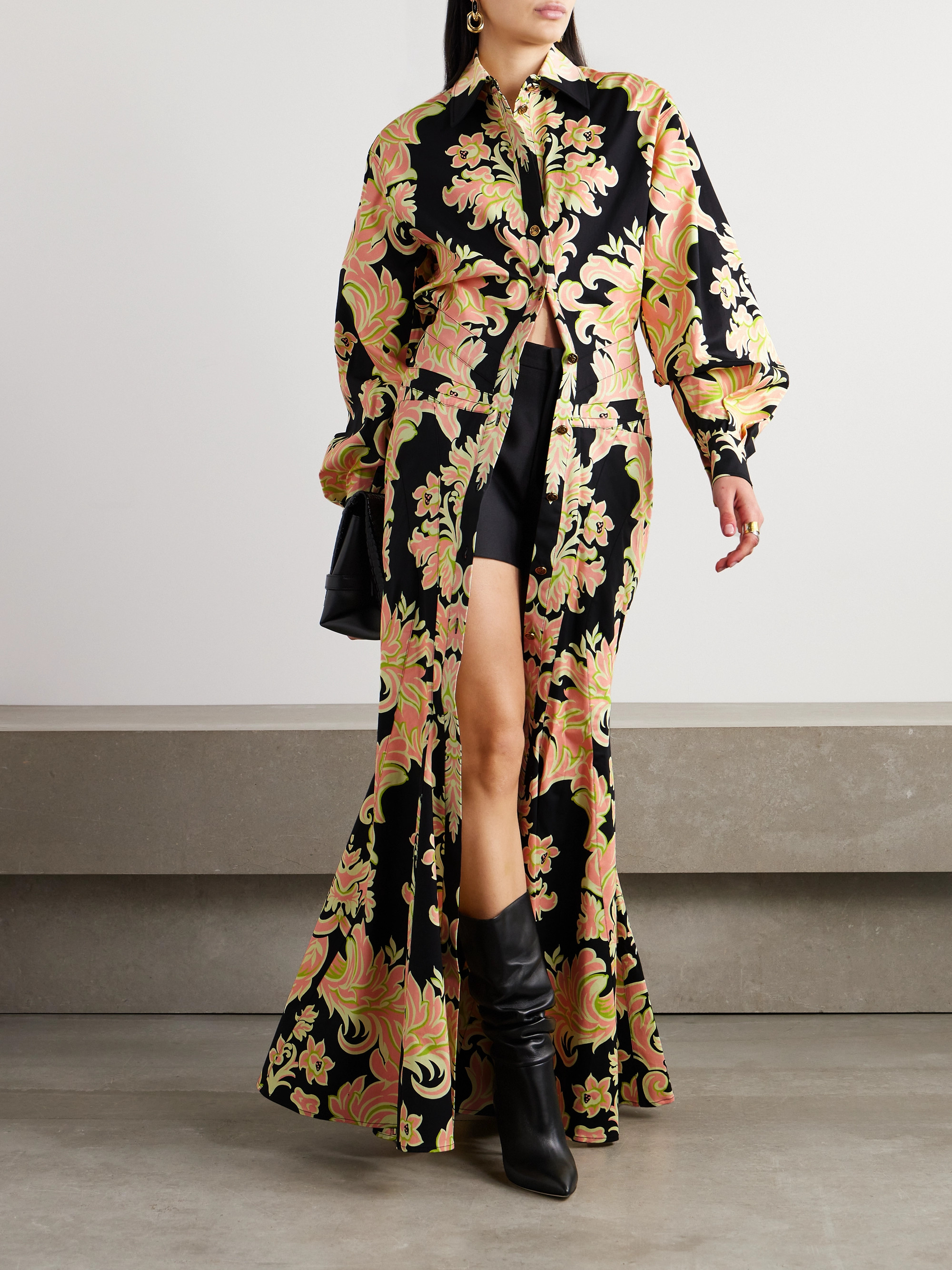 Etro Printed stretch-cotton poplin maxi dress