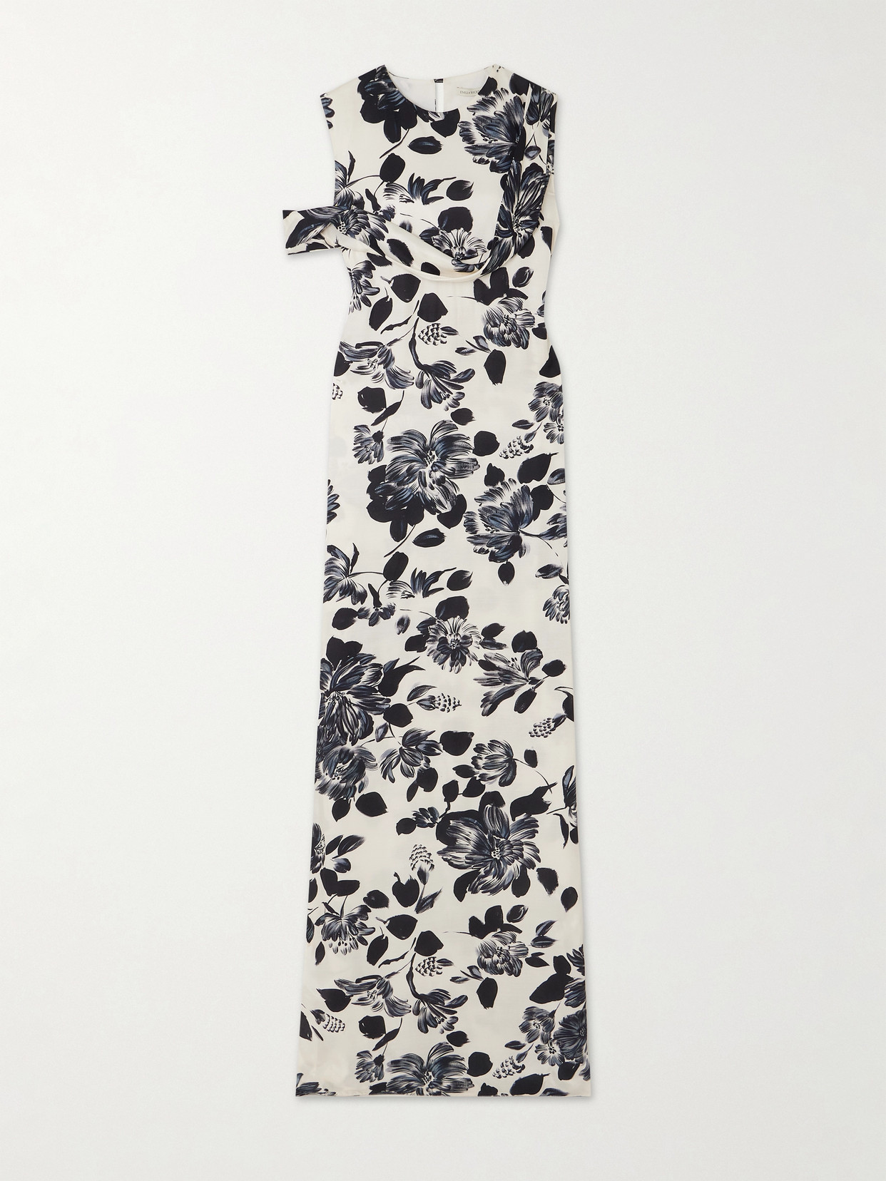 Shop Emilia Wickstead Drifa Ruffled Floral-print Twill Maxi Dress In Blue