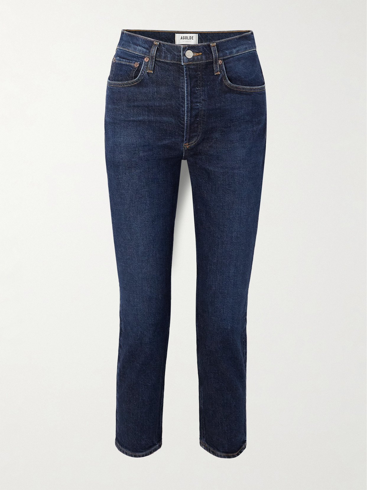 AGOLDE Riley Cropped High-rise Straight-leg Organic Jeans - Blue