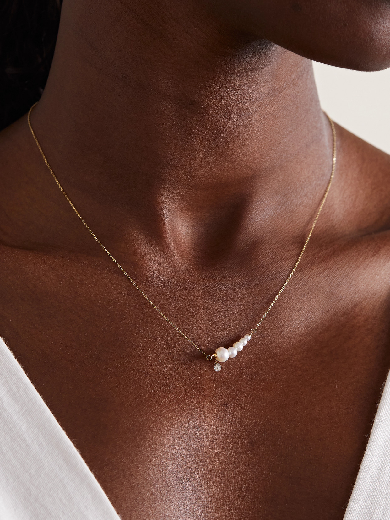 Shop Persée 18-karat Gold, Pearl And Diamond Necklace