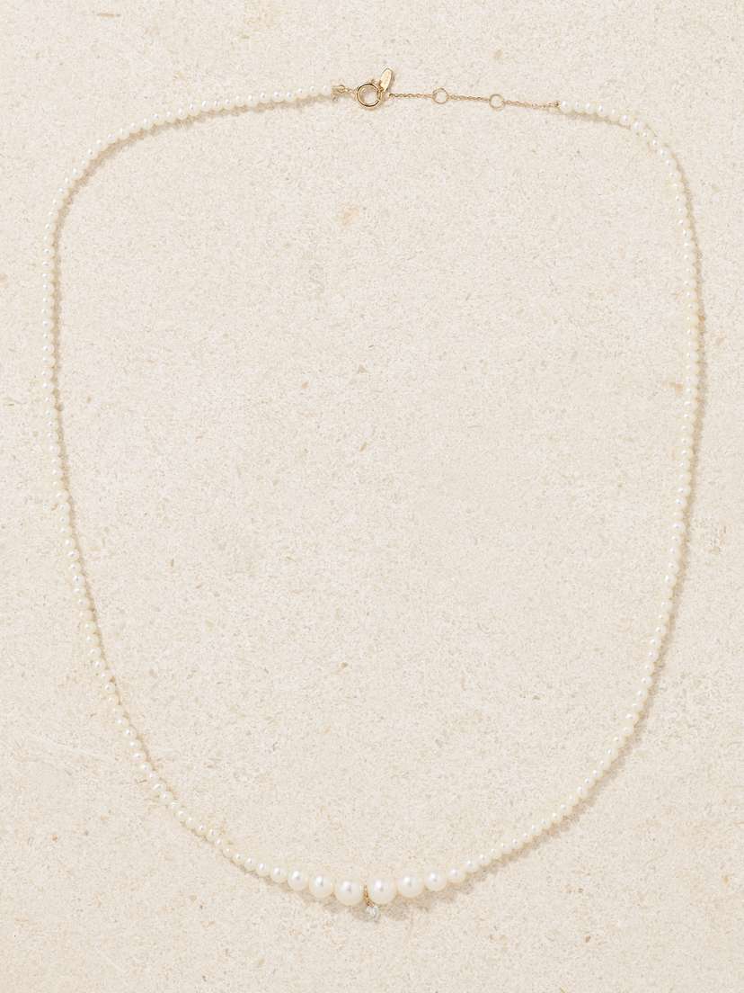 Persée 18-karat Gold, Pearl And Diamond Necklace