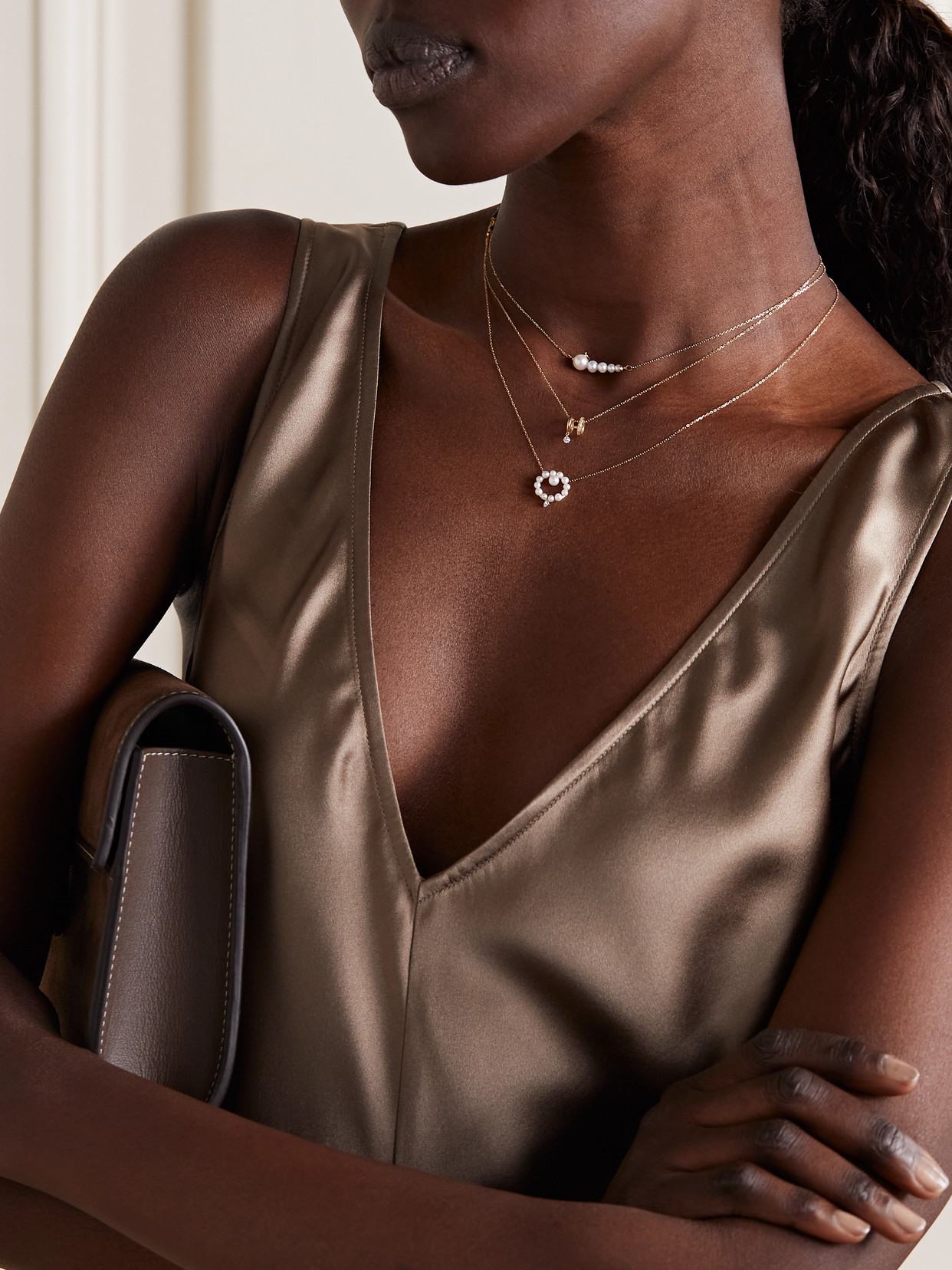 Persée 18-karat Gold, Pearl And Diamond Necklace In Gold