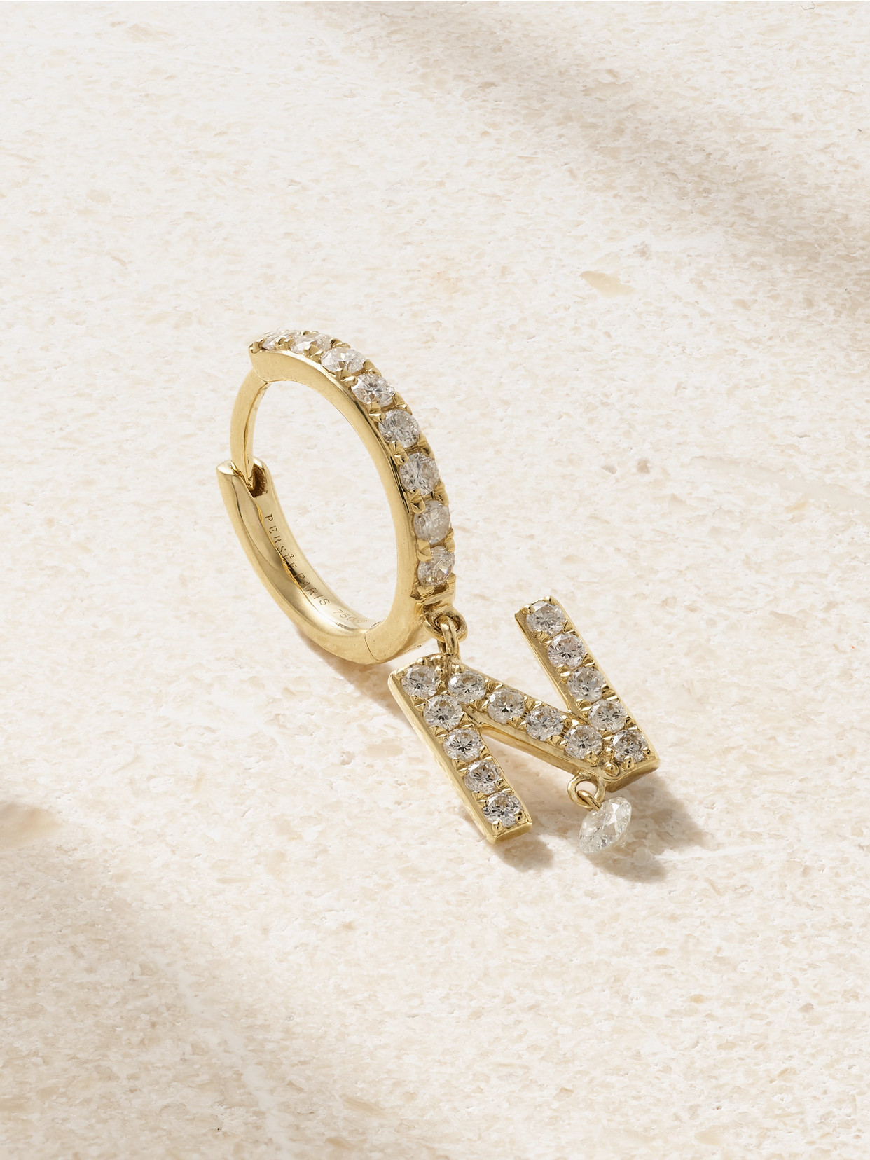 Persée - Initial 18-karat Gold Diamond Single Earring - E