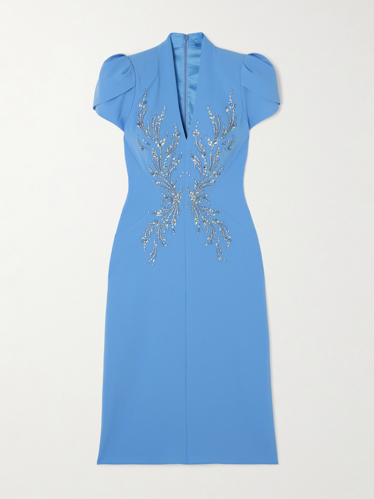 Jenny Packham Firefly Crystal-embellished Crepe Gown In Blue