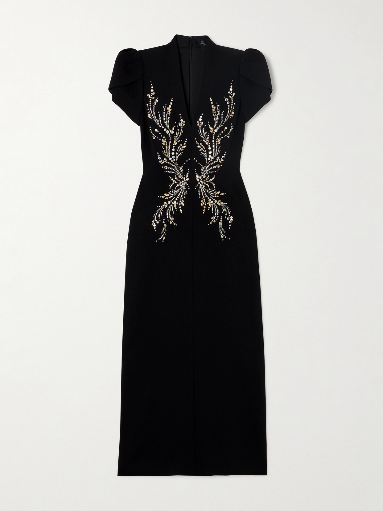 Jenny Packham Firefly Crystal-embellished Crepe Gown In Black