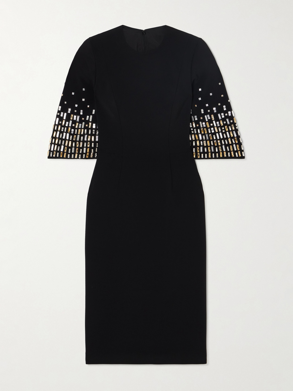 Jenny Packham Highball Queen Crystal-embellished Crepe Midi Dress In Black