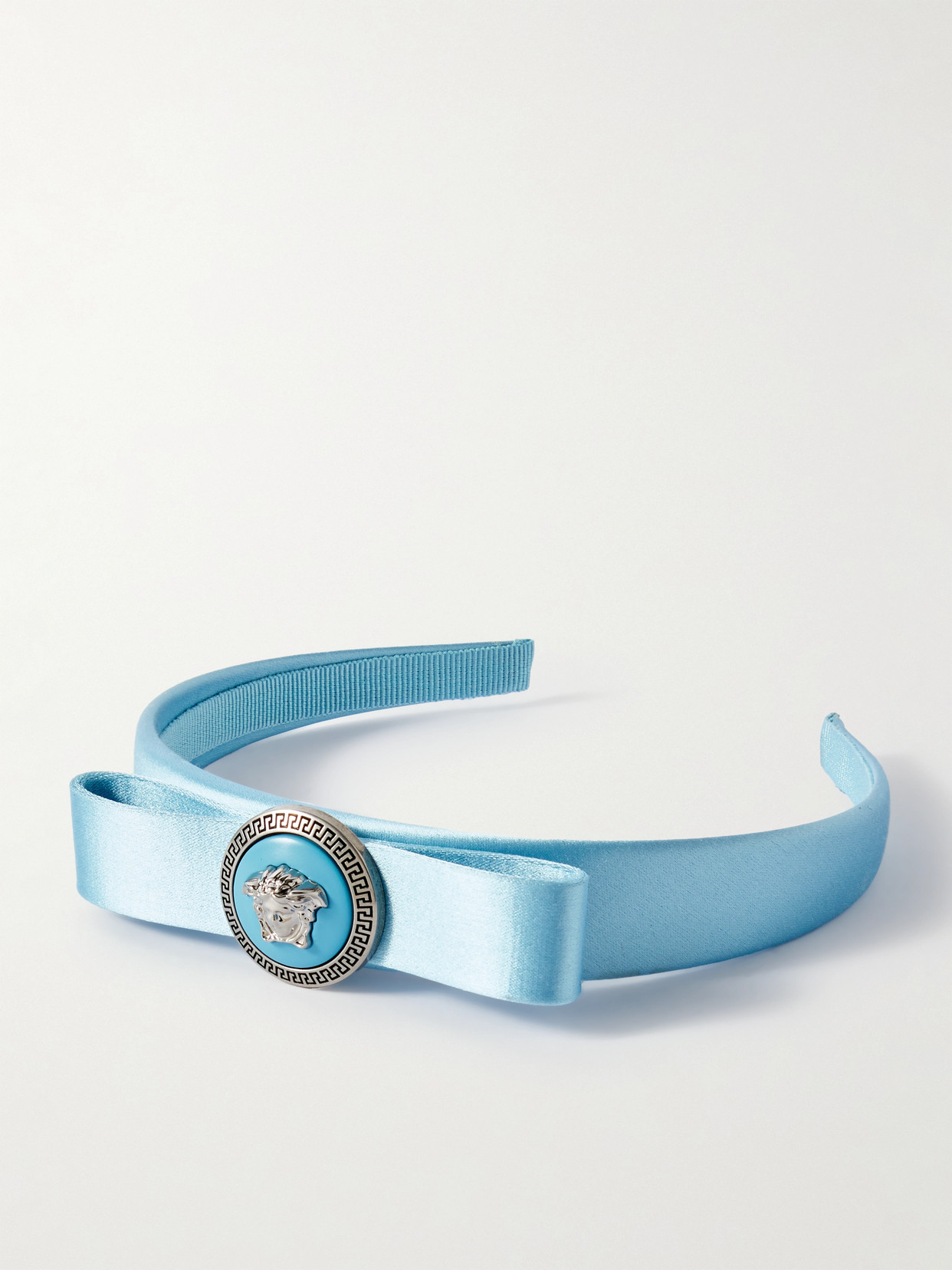 Versace - Gianni Ribbon Embellished Satin Headband - Blue