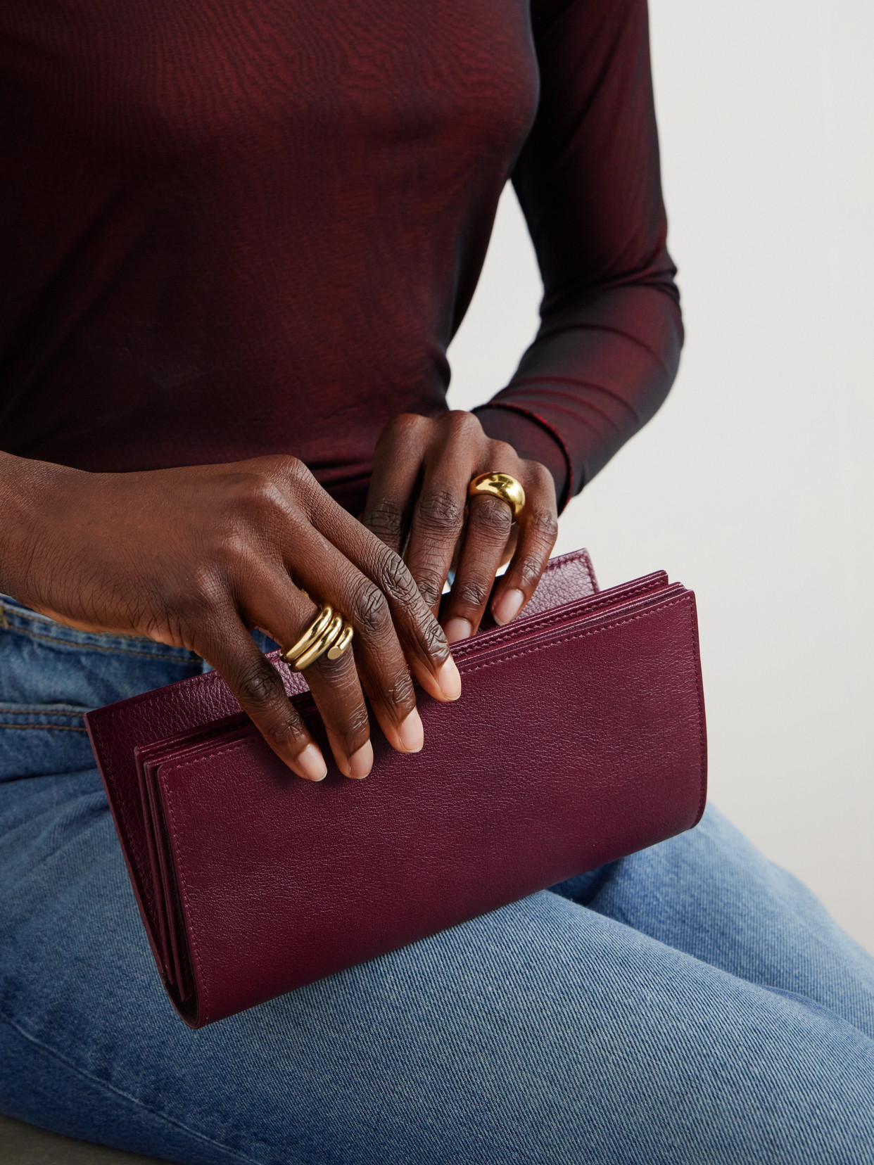 Shop Metier Textured-leather Pouch In Red