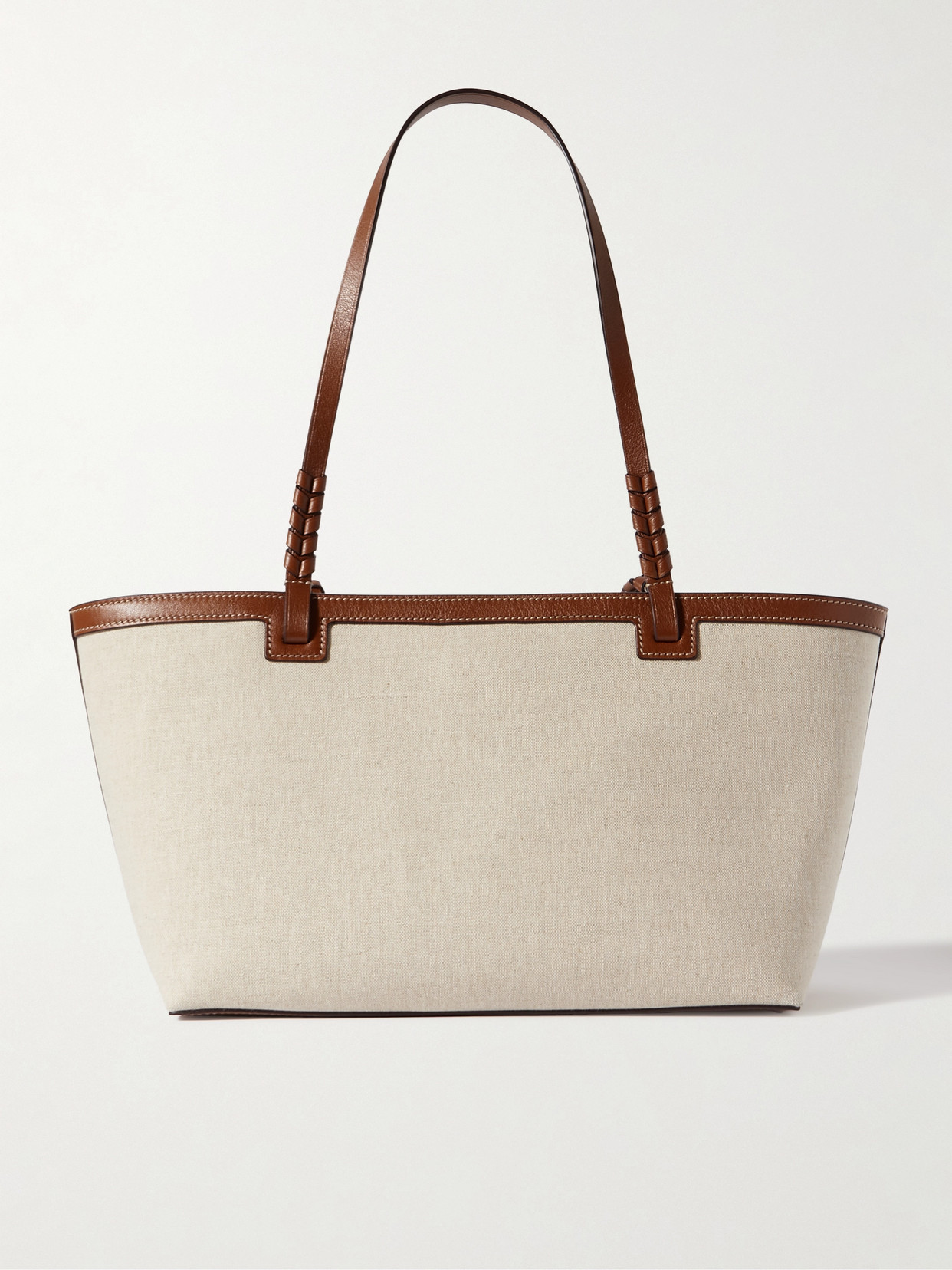 Metier Cala 32 Leather-trimmed Linen Tote In White