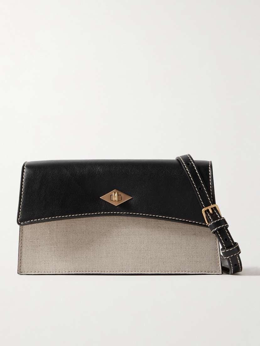 Métier Roma Two-tone Leather And Canvas Crossbody Bag