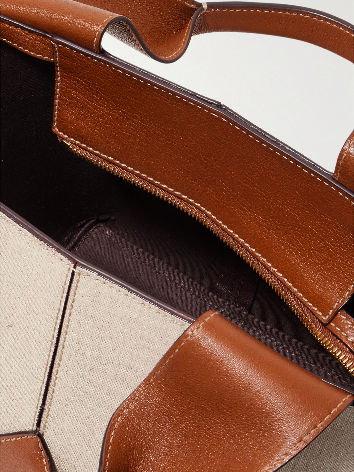 Metier Market Mini Leather-trimmed Linen Tote In Off-white