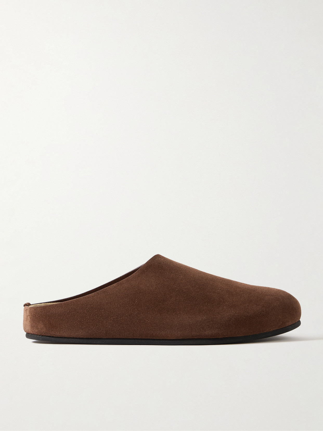 Shop The Row Hugo Suede Slippers In Brown