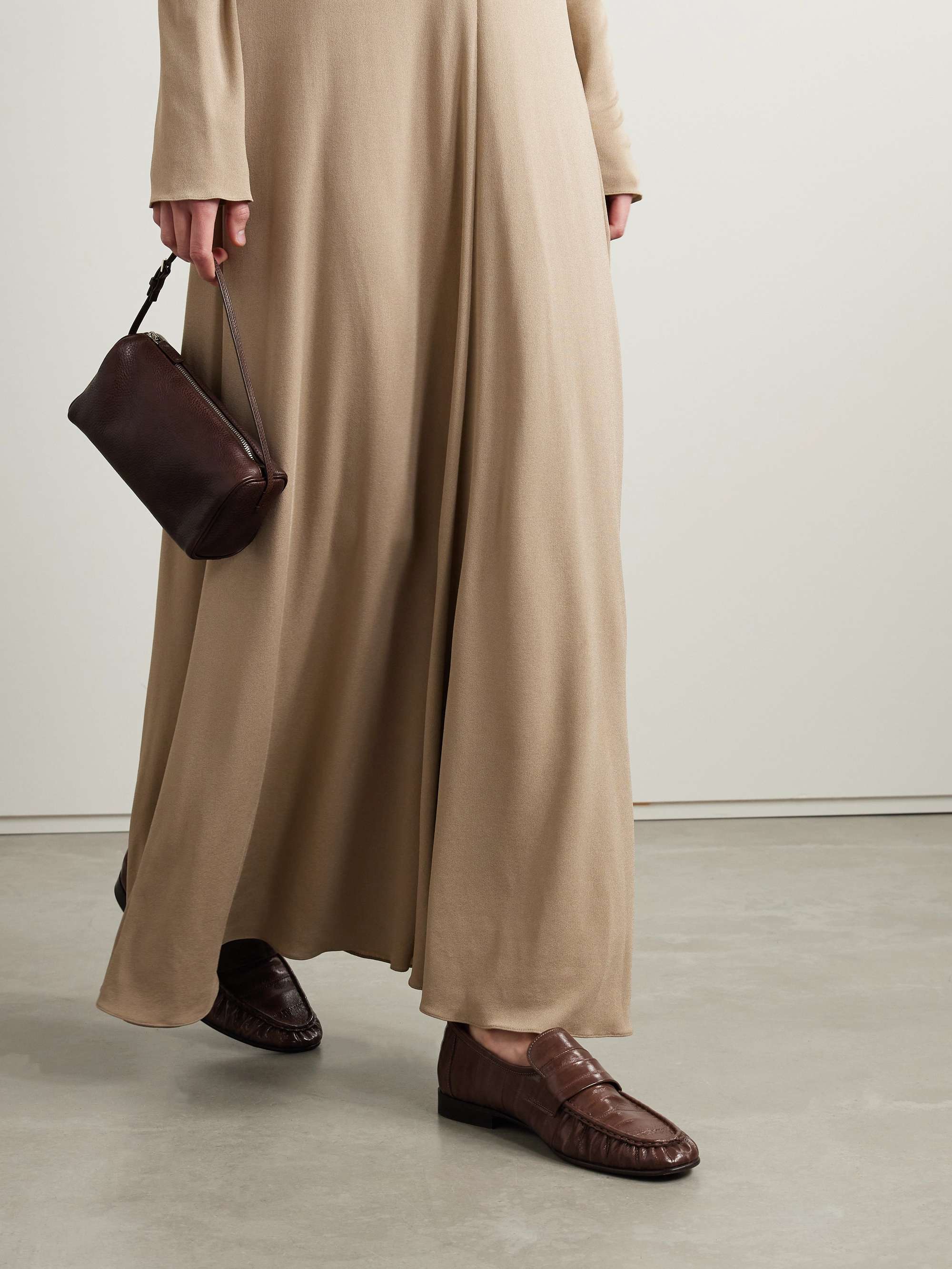 THE ROW Crinkled glossed-leather loafers