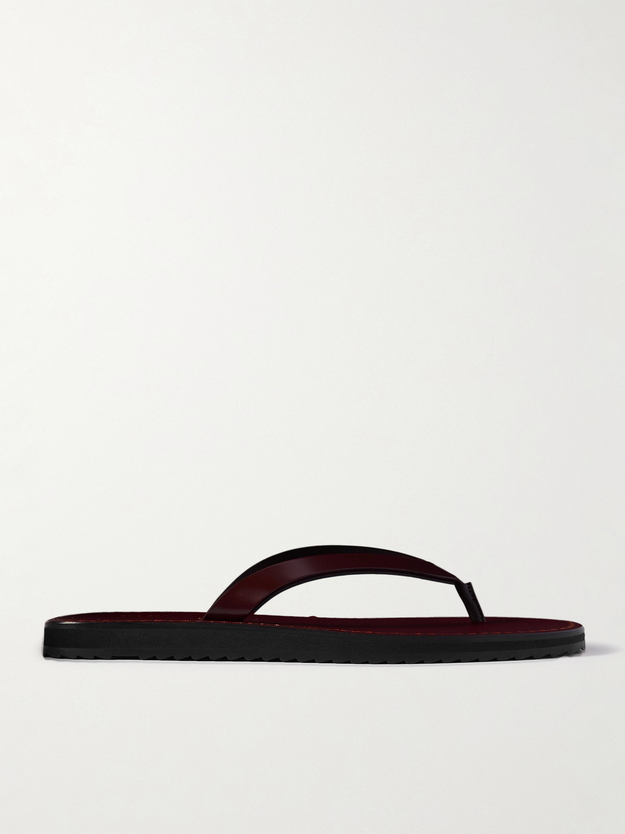 The Row City Leather Flip Flops In Burgundy