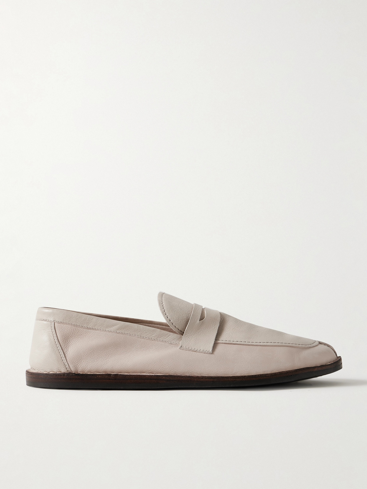 The Row Cary Leather Loafers In White