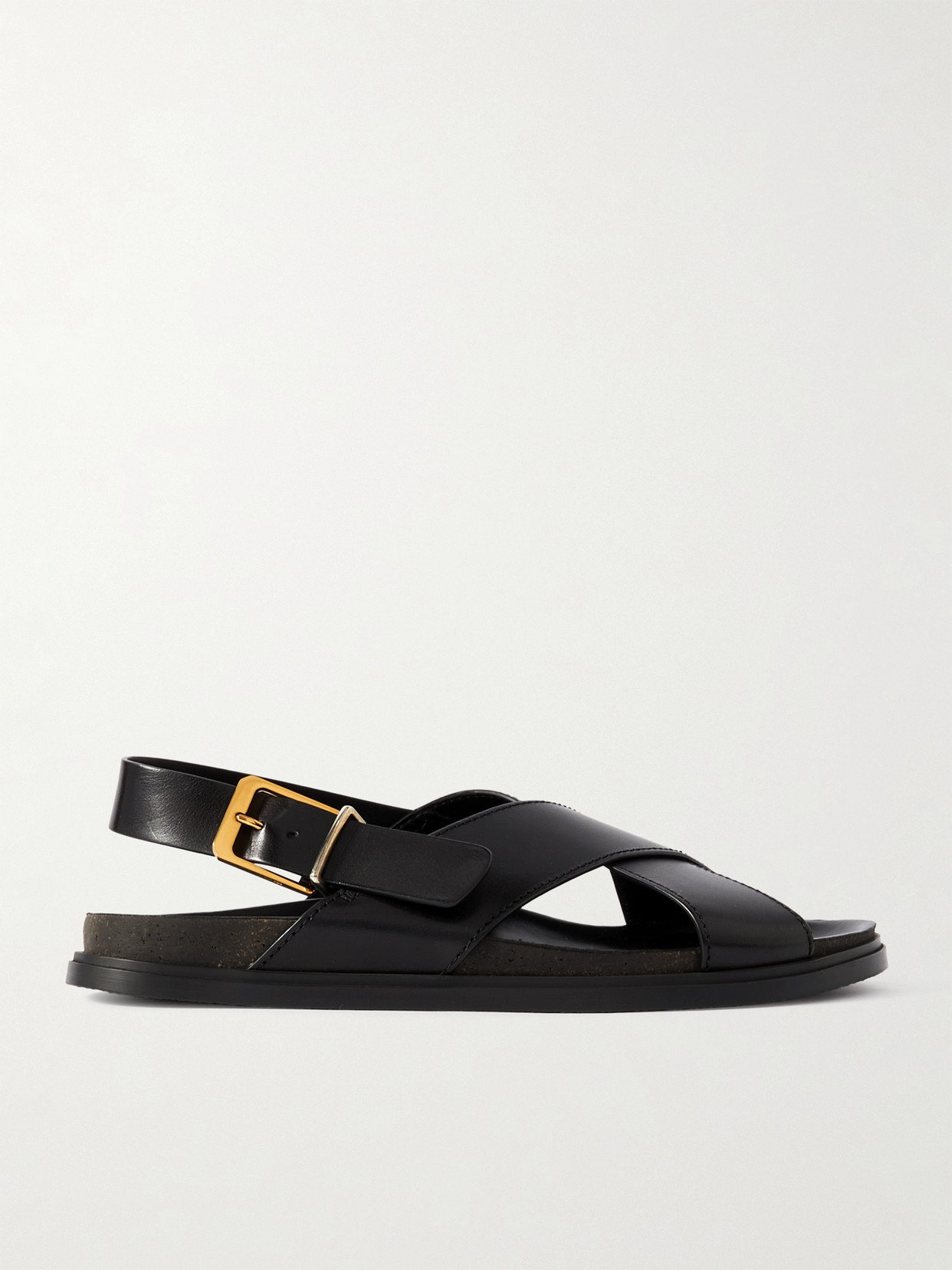 The Row Leather Sandals In Black