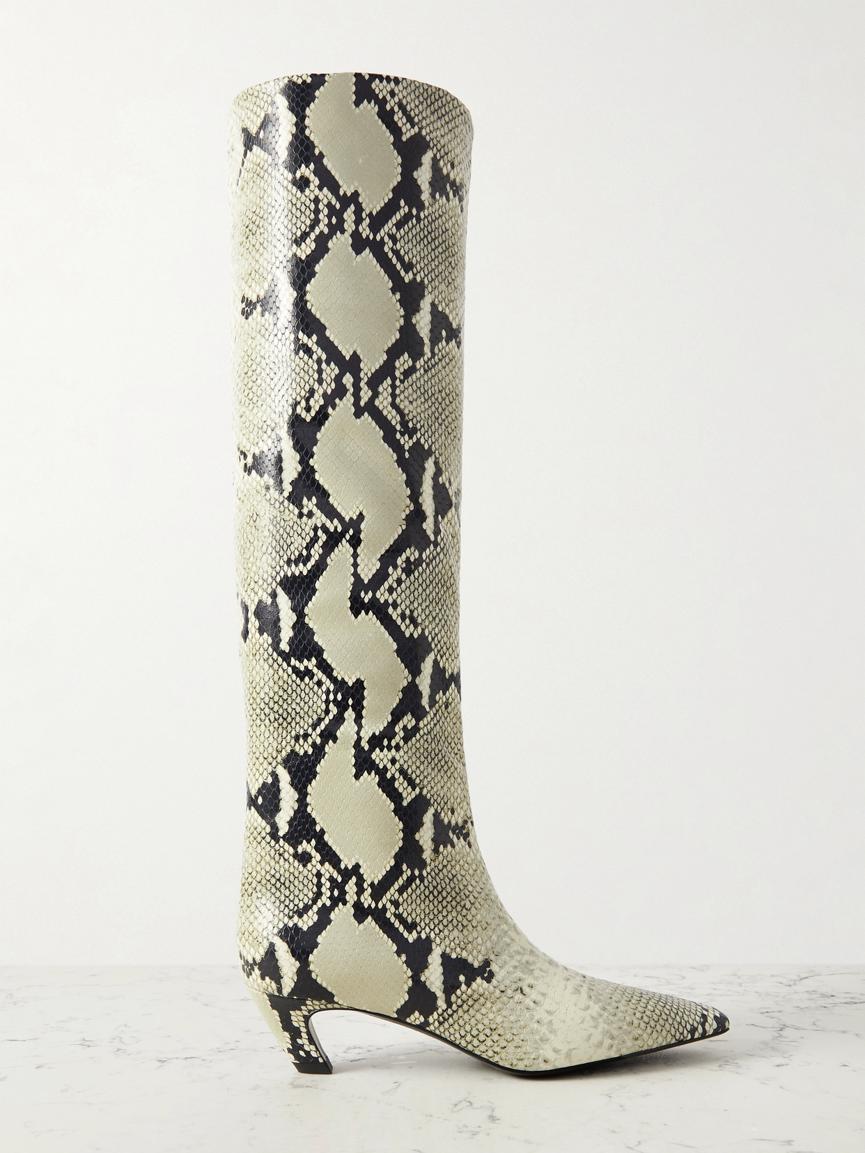 Shop Khaite Davis Snake-effect Leather Knee Boots In Animal Print