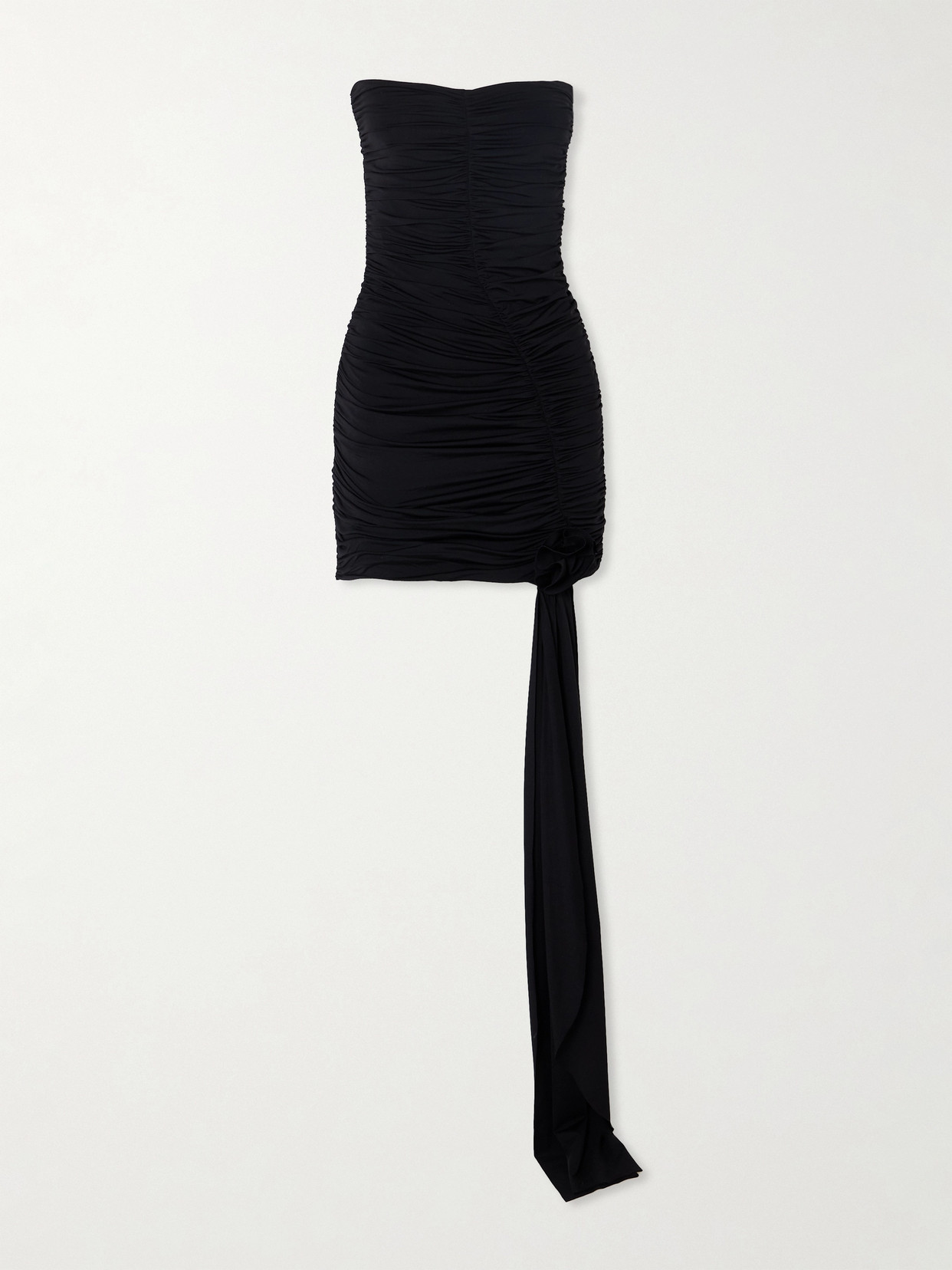 Maygel Coronel + Net Sustain Sinú Strapless Draped Ruched Stretch-jersey Mini Dress In Black