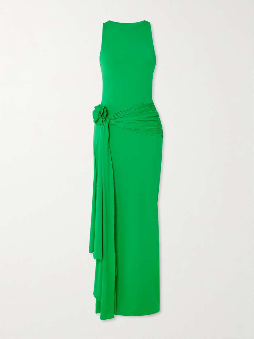 Maygel Coronel + Net Sustain Tirso Gathered Draped Stretch-jersey Maxi Dress