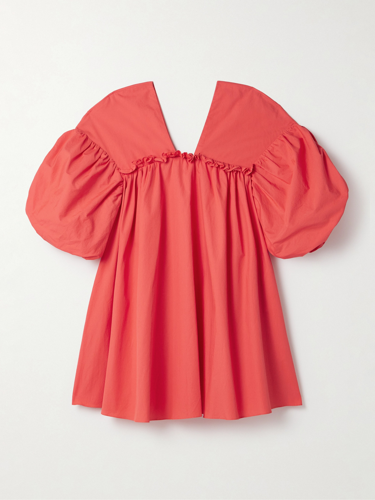 Kika Vargas + Net Sustain Annie Ruffled Cotton-poplin Mini Dress In Red