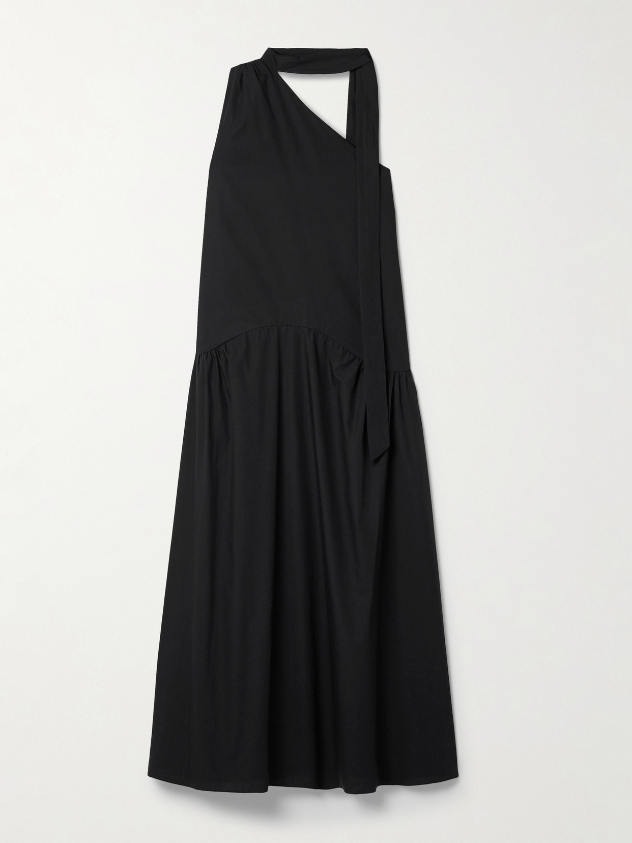 Kika Vargas + Net Sustain Joni One-shoulder Cotton-poplin Maxi Dress In Black