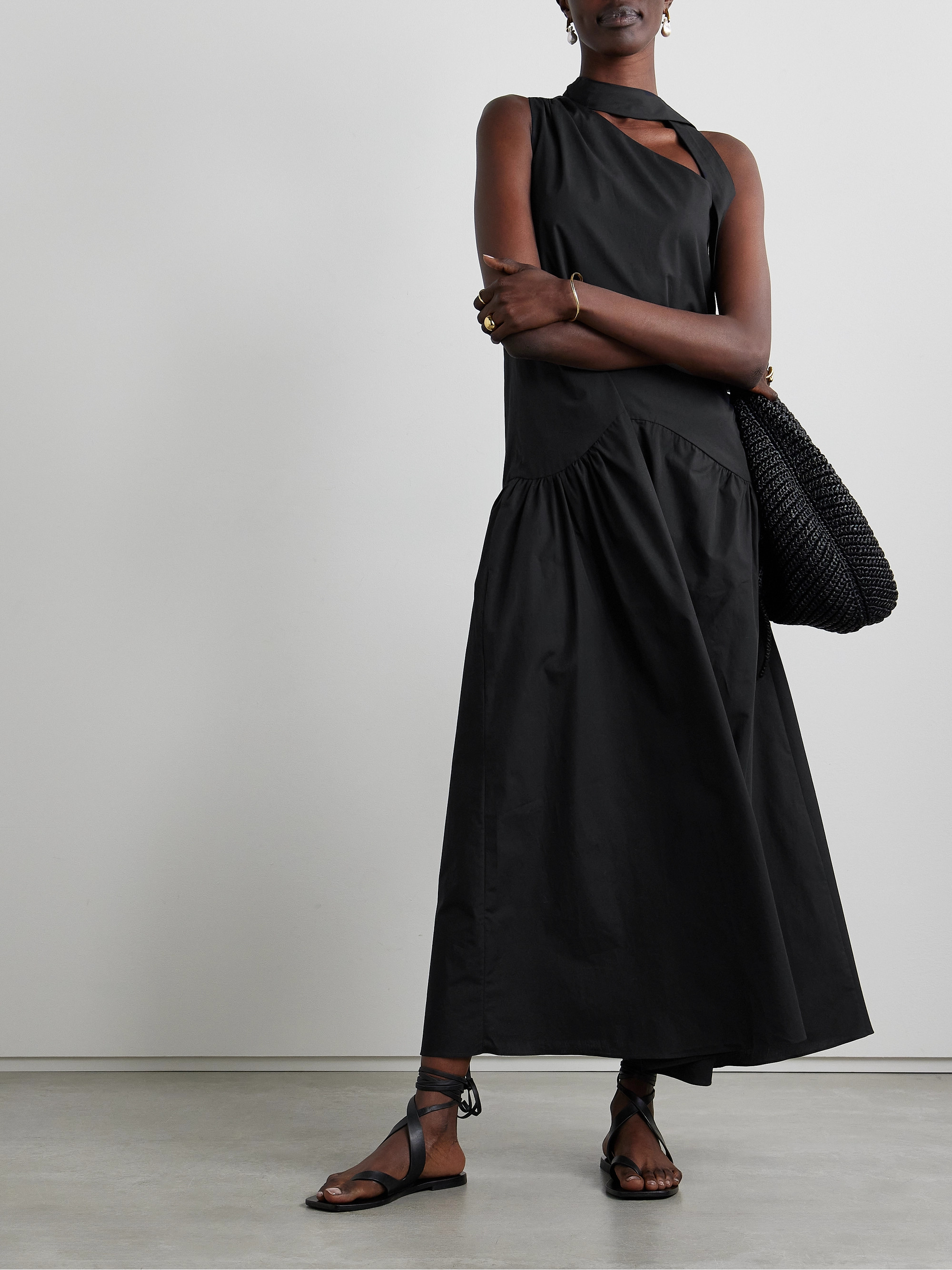 Kika Vargas + NET SUSTAIN Joni one-shoulder cotton-poplin maxi dress