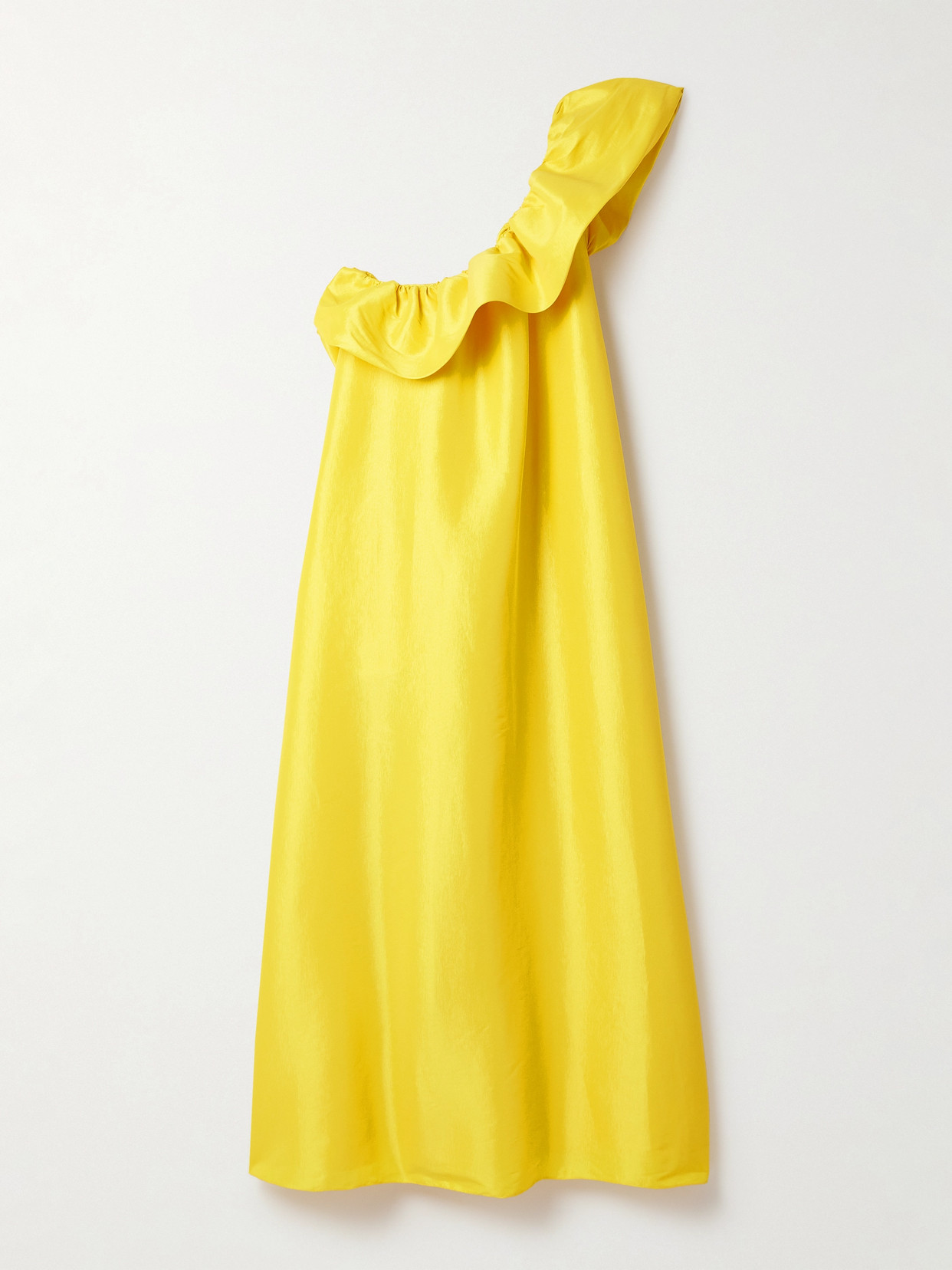 Kika Vargas + Net Sustain Bonnie One-shoulder Ruffled Taffeta Maxi Dress In Yellow