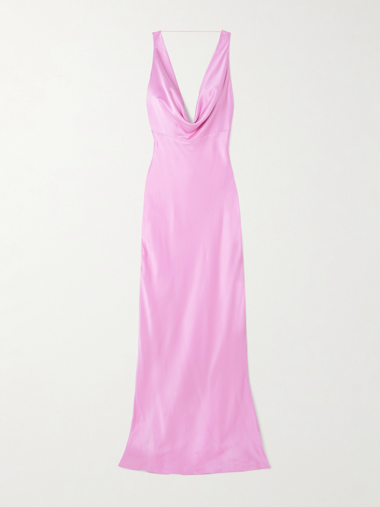 Shop Michael Lo Sordo Draped Silk-satin Gown In Pink