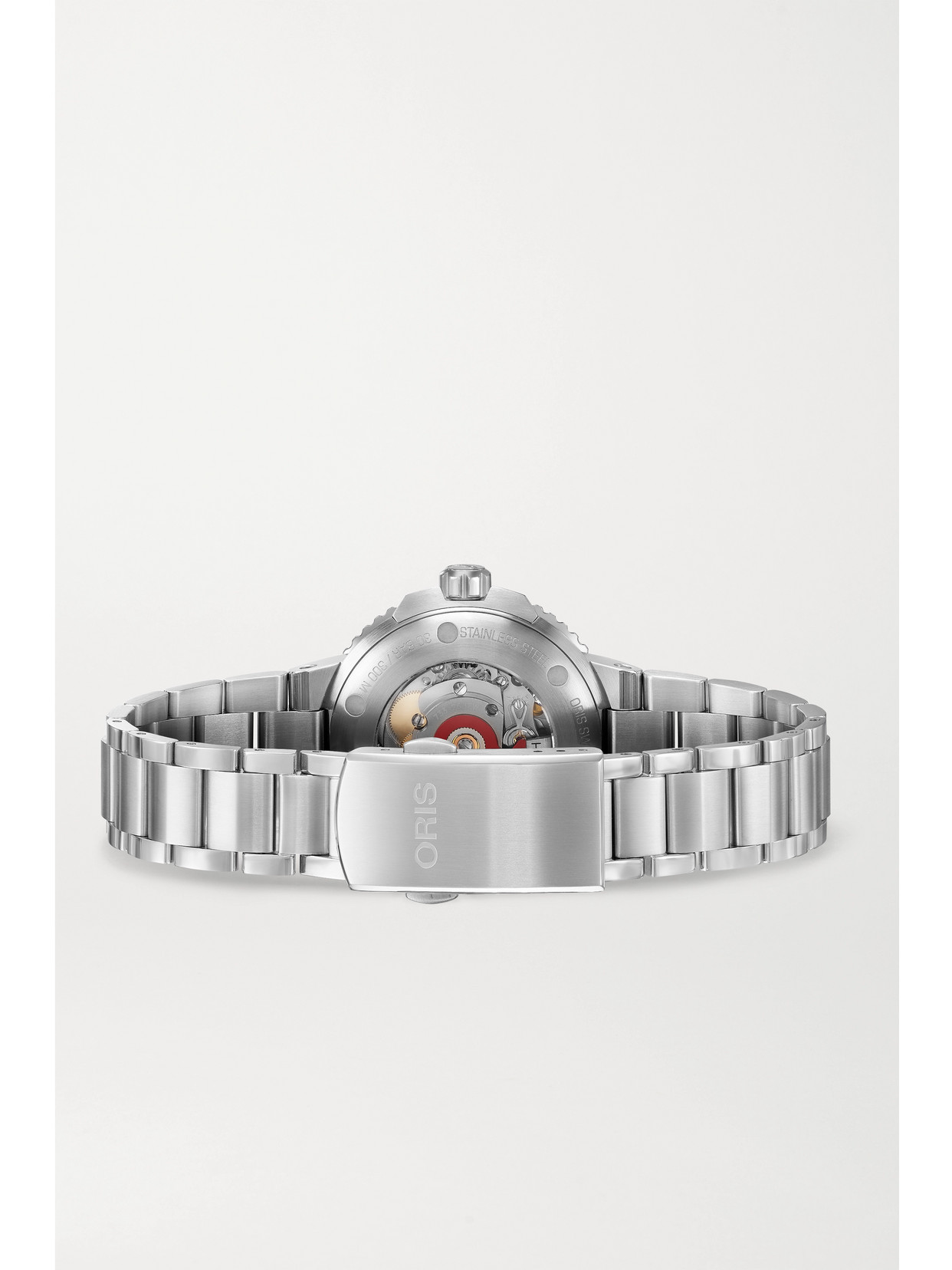Oris Aquis Date Automatic 36.5mm Stainless Steel And Mother-of-pearl Watch In Red