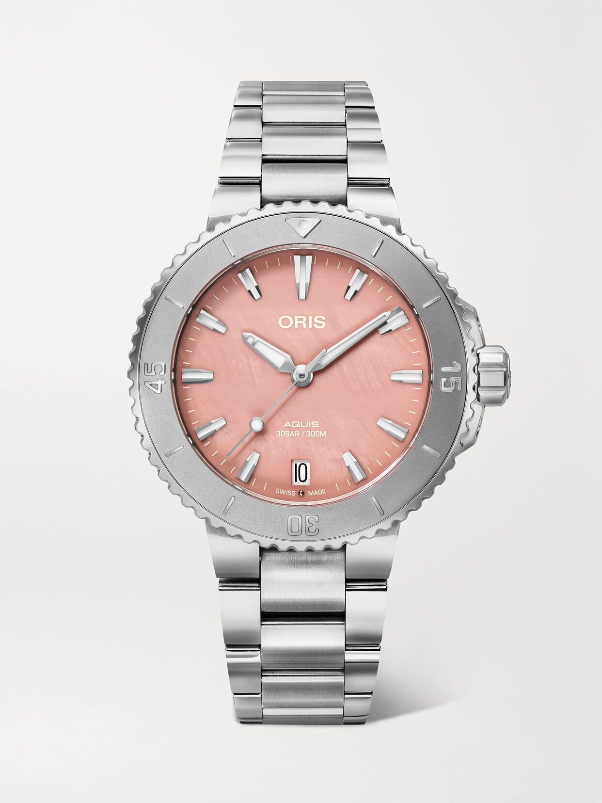 ORIS - Aquis Date Automatic 36.5mm Stainless Steel And Mother-of-pearl Watch - Red