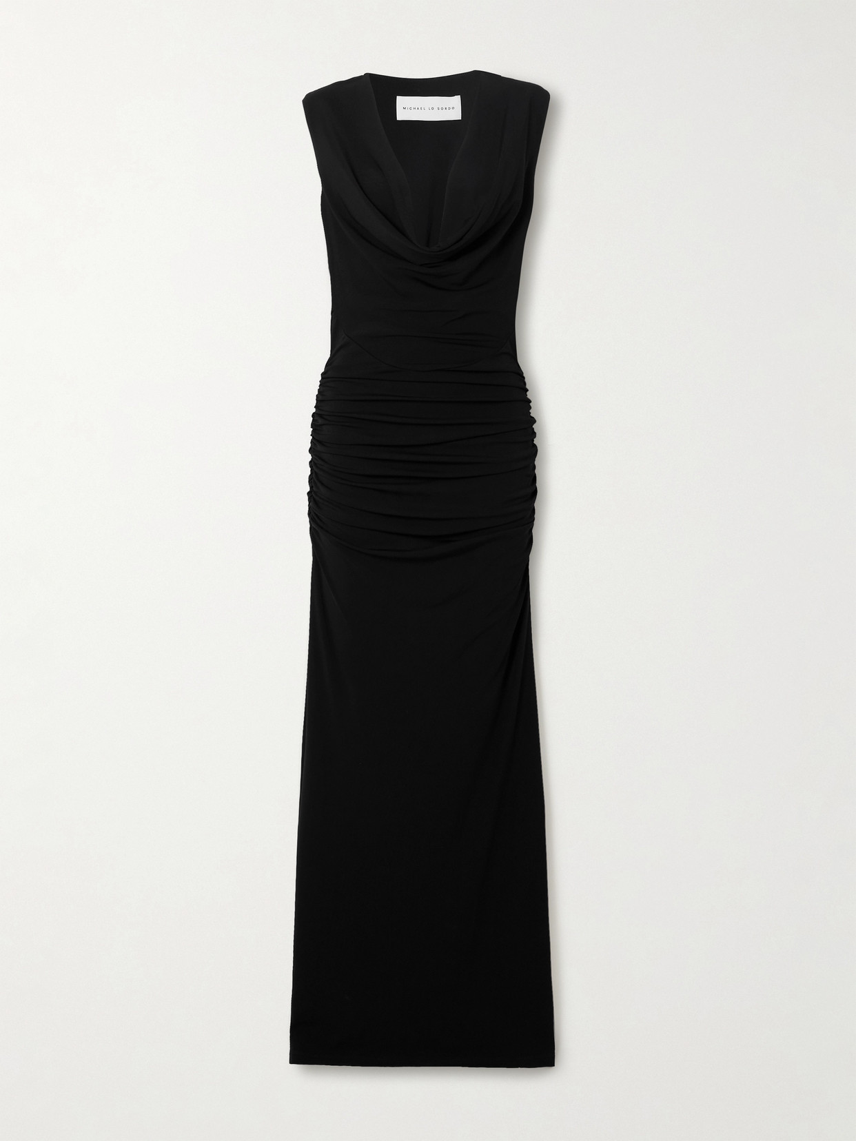 Michael Lo Sordo Draped Satin Maxi Dress In Black