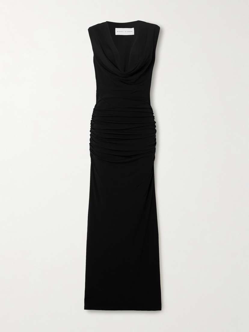 Michael Lo Sordo Draped Satin Maxi Dress