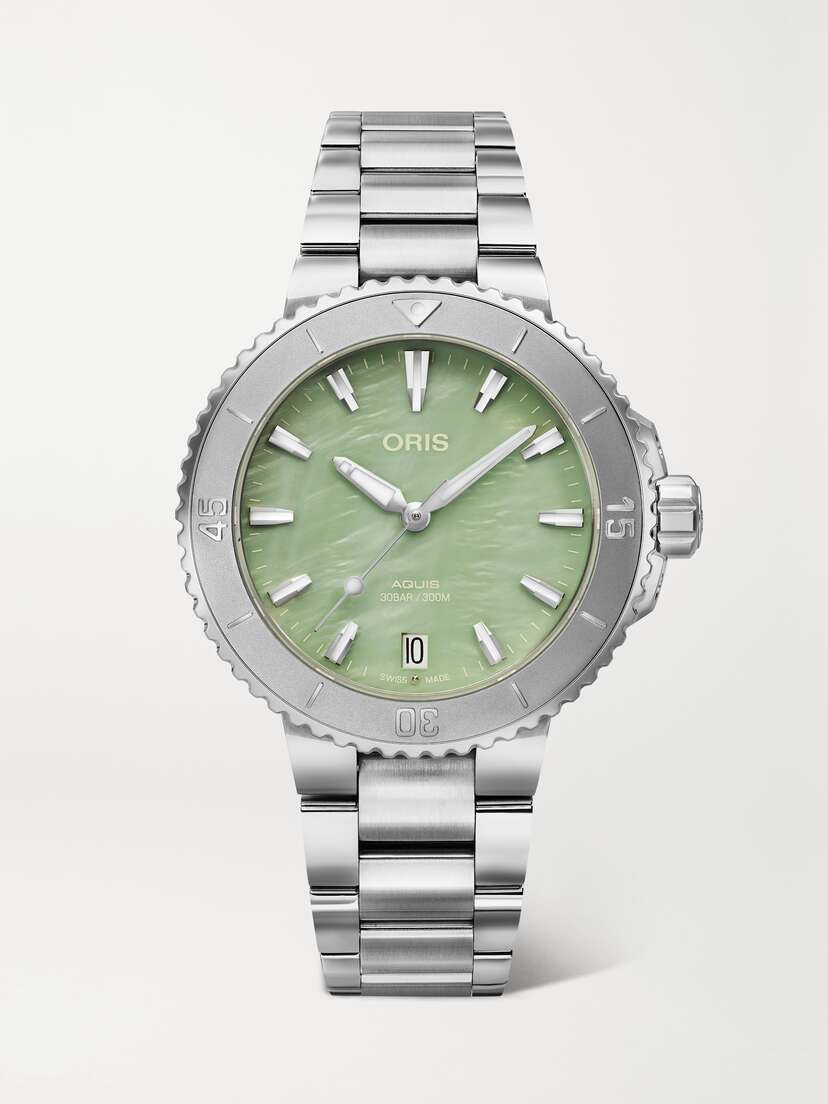 ORIS Aquis Date Automatic 36.5mm Stainless Steel And Mother-of-pearl Watch