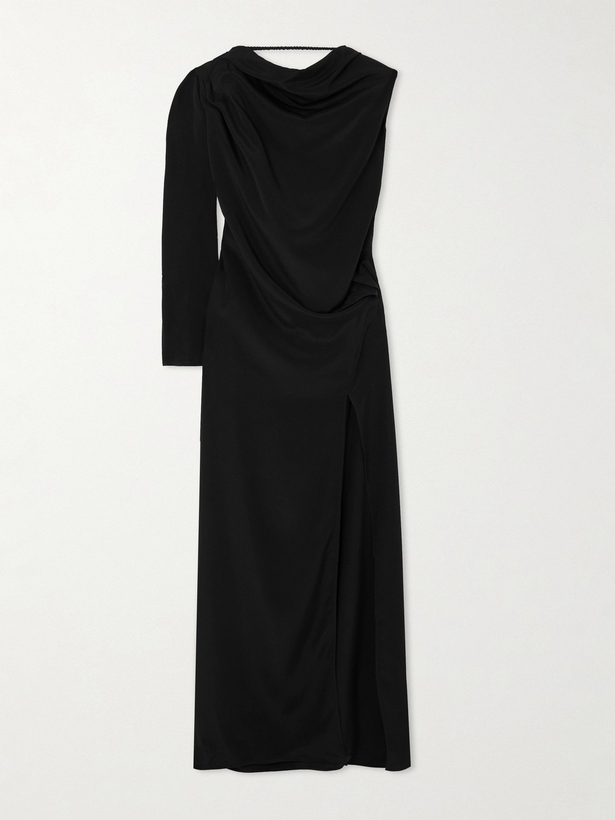 Michael Lo Sordo One-sleeve Draped Silk-crepe Gown In Black