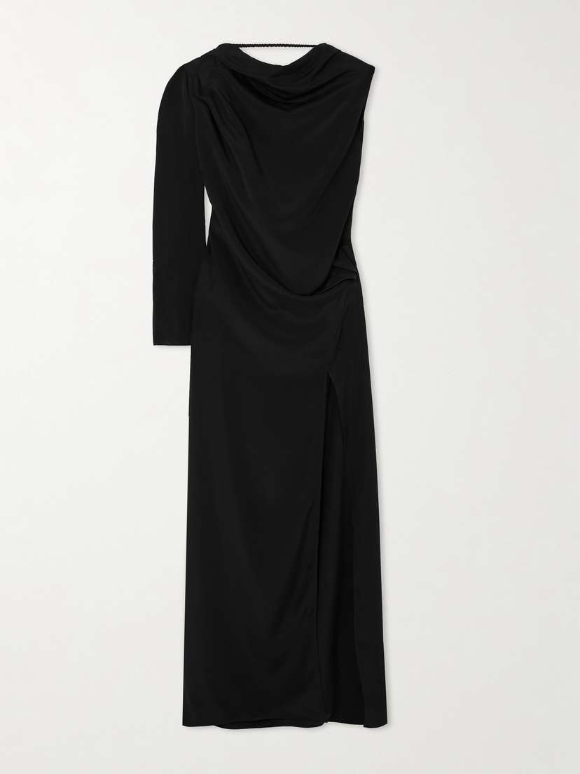 Michael Lo Sordo One-sleeve Draped Silk-crepe Gown