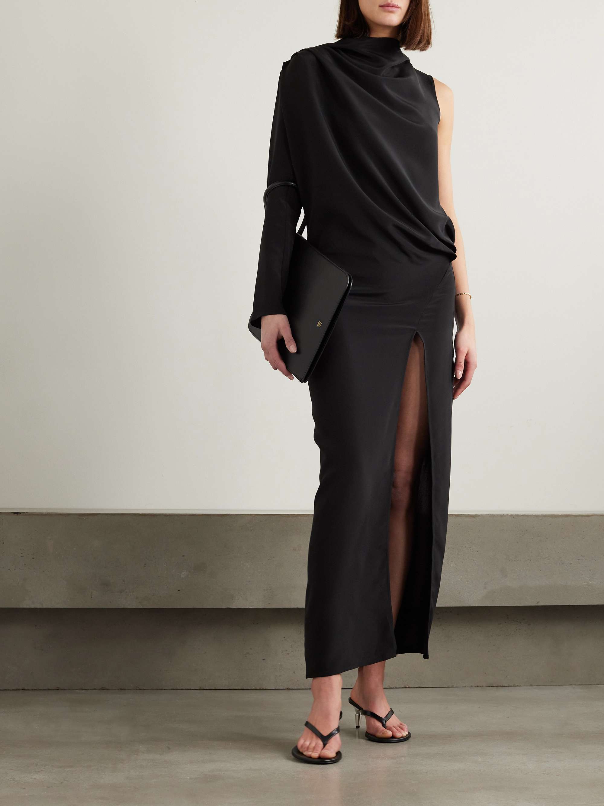 MICHAEL LO SORDO One-sleeve draped silk-crepe gown | NET-A-PORTER