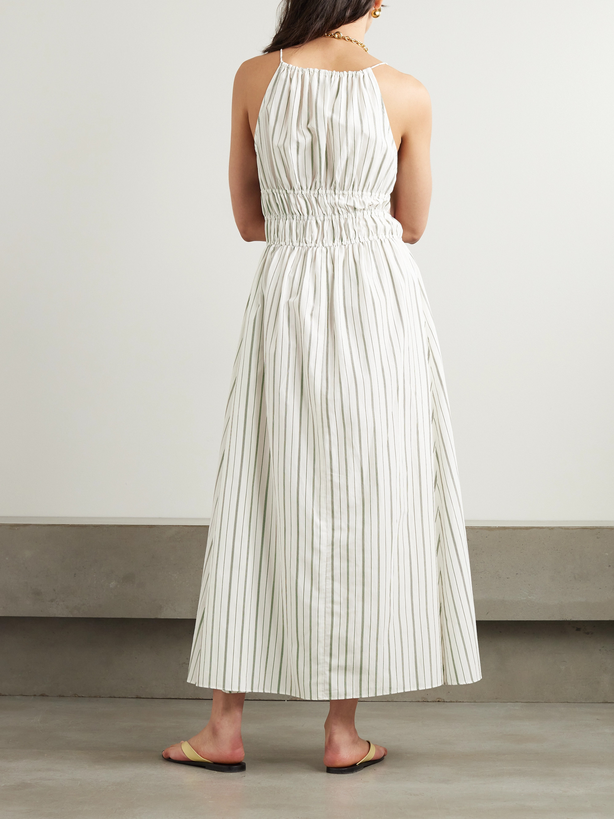 faithfull the brand francesca shirred linen midi dress FAITHFULL Francesca Shirred Linen Midi Dress