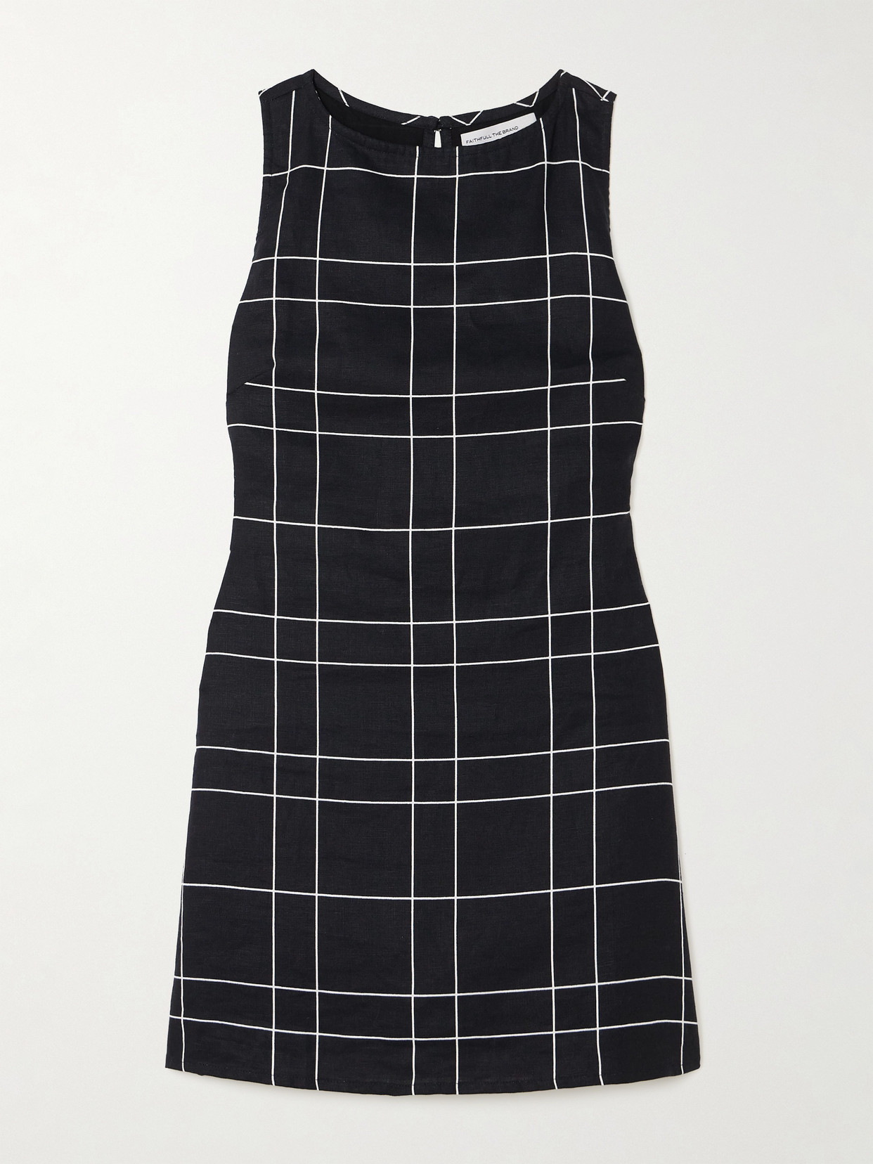 Faithfull The Brand - + Net Sustain Lui Belted Checked Linen Mini Dress -  Black