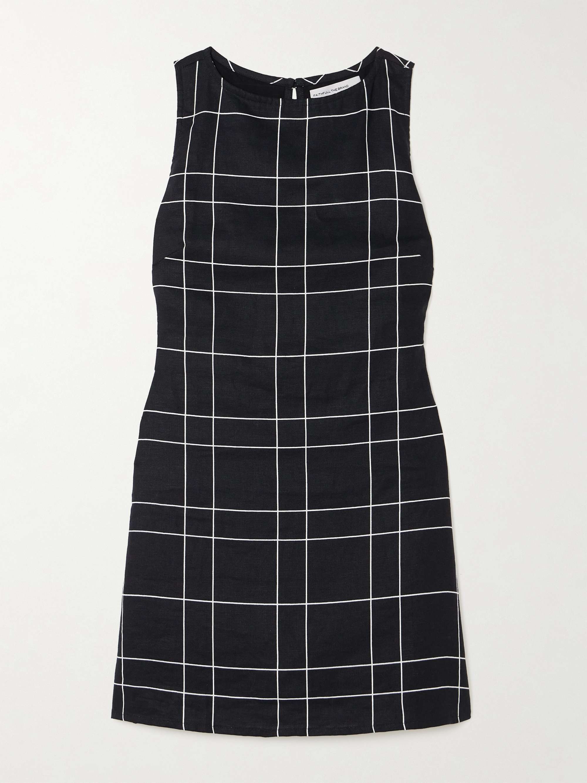 FAITHFULL THE BRAND + NET SUSTAIN Lui belted checked linen mini dress