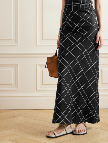 Faithfull + NET SUSTAIN Dalicenca checked organic linen maxi skirt