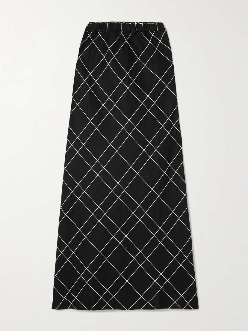 Faithfull + Net Sustain Dalicenca Checked Organic Linen Maxi Skirt