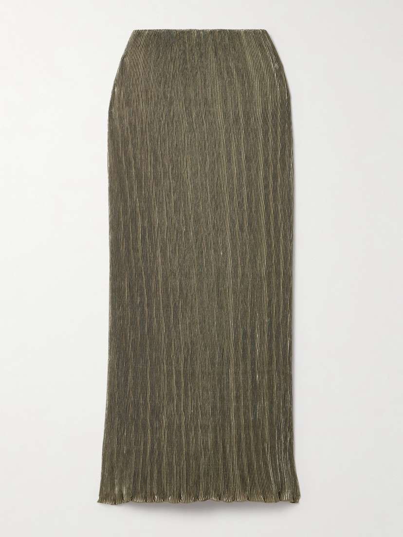 Cult Gaia Kylii Plissé-satin Midi Skirt