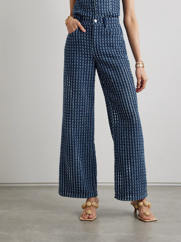 Cult Gaia Katya cutout distressed high-rise straight-leg jeans