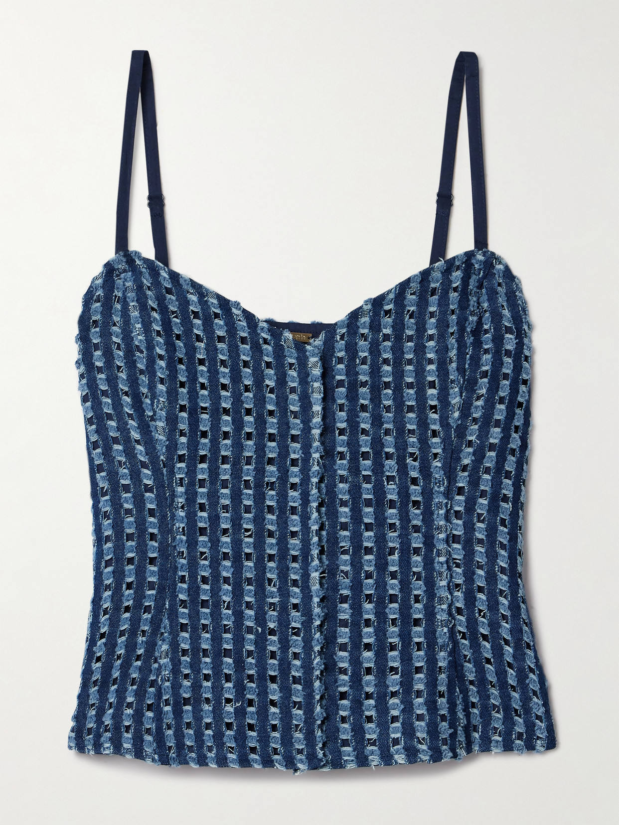Cult Gaia - Aurelia Cutout Distressed Denim Camisole - Blue