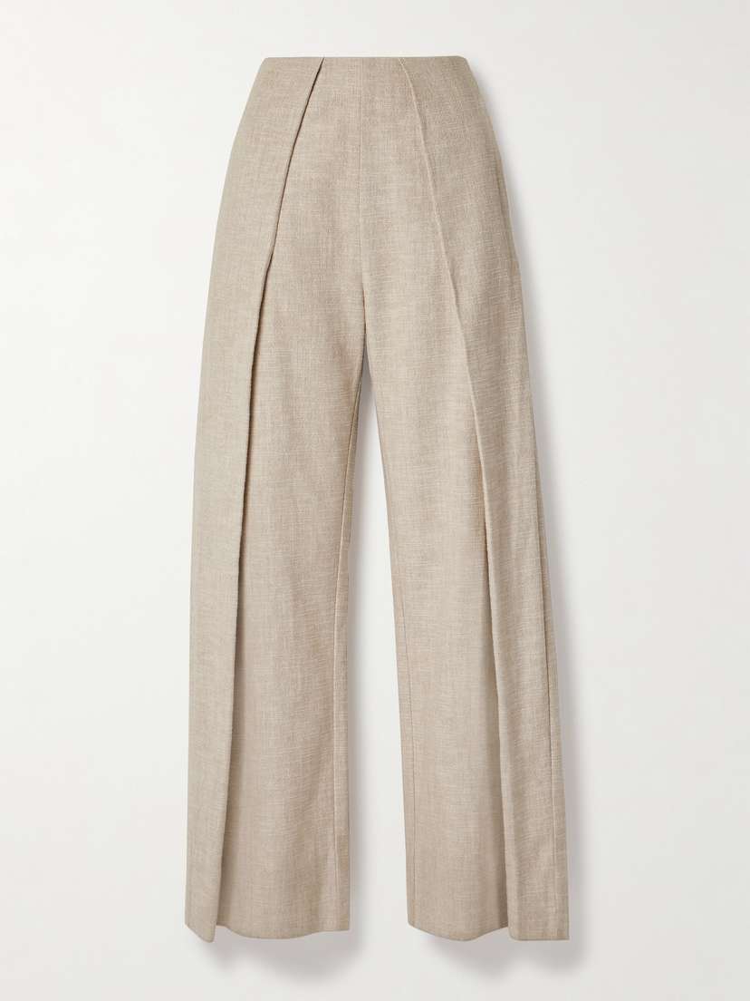 Cult Gaia Pompori Pleated Canvas Wide-leg Pants